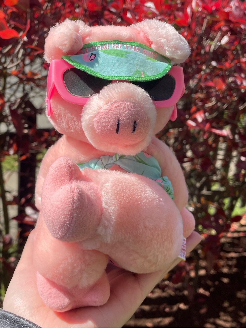 Vintage 1987 Dakin “Bacon In The Sun” Plush Pig with Sunglasses and Visor